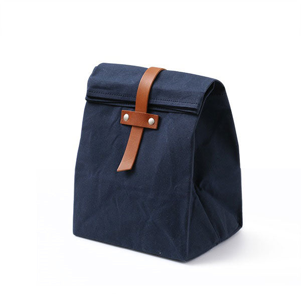 Waxed Cotton Leather Strap Insulated Lunch Bag