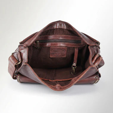 Rivet Trim Vintage Flap Messenger Crossbody Bag