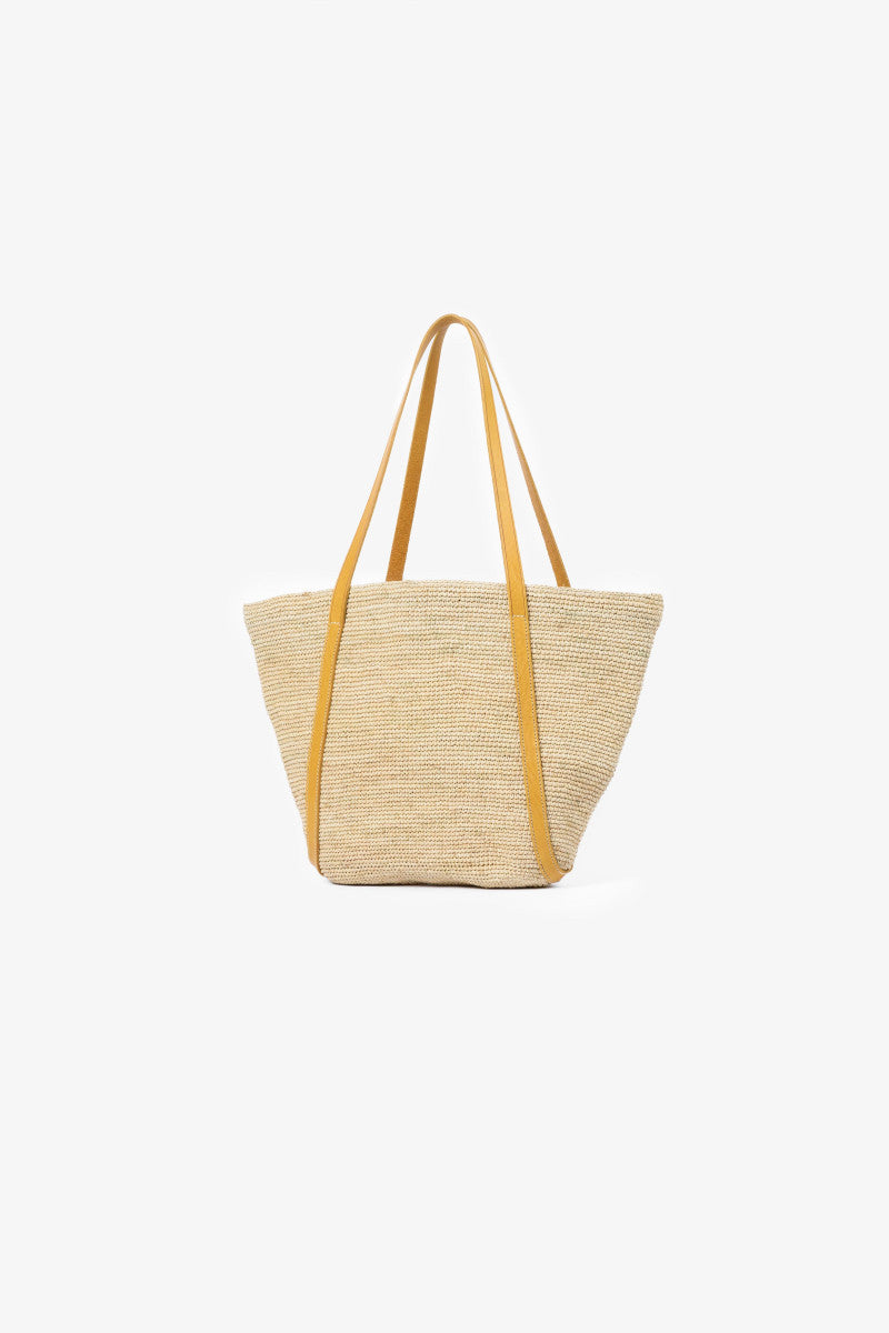 Handwoven Raffia Leather Handle Summer Beach Tote Bag
