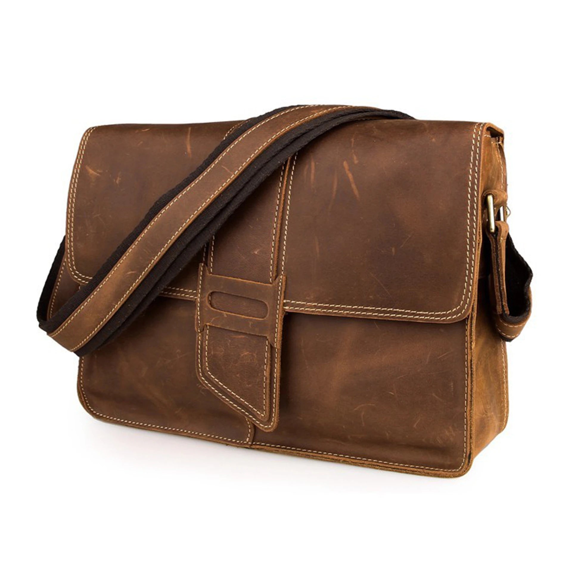 Vintage Flap Full Grain Leather Messenger Bag
