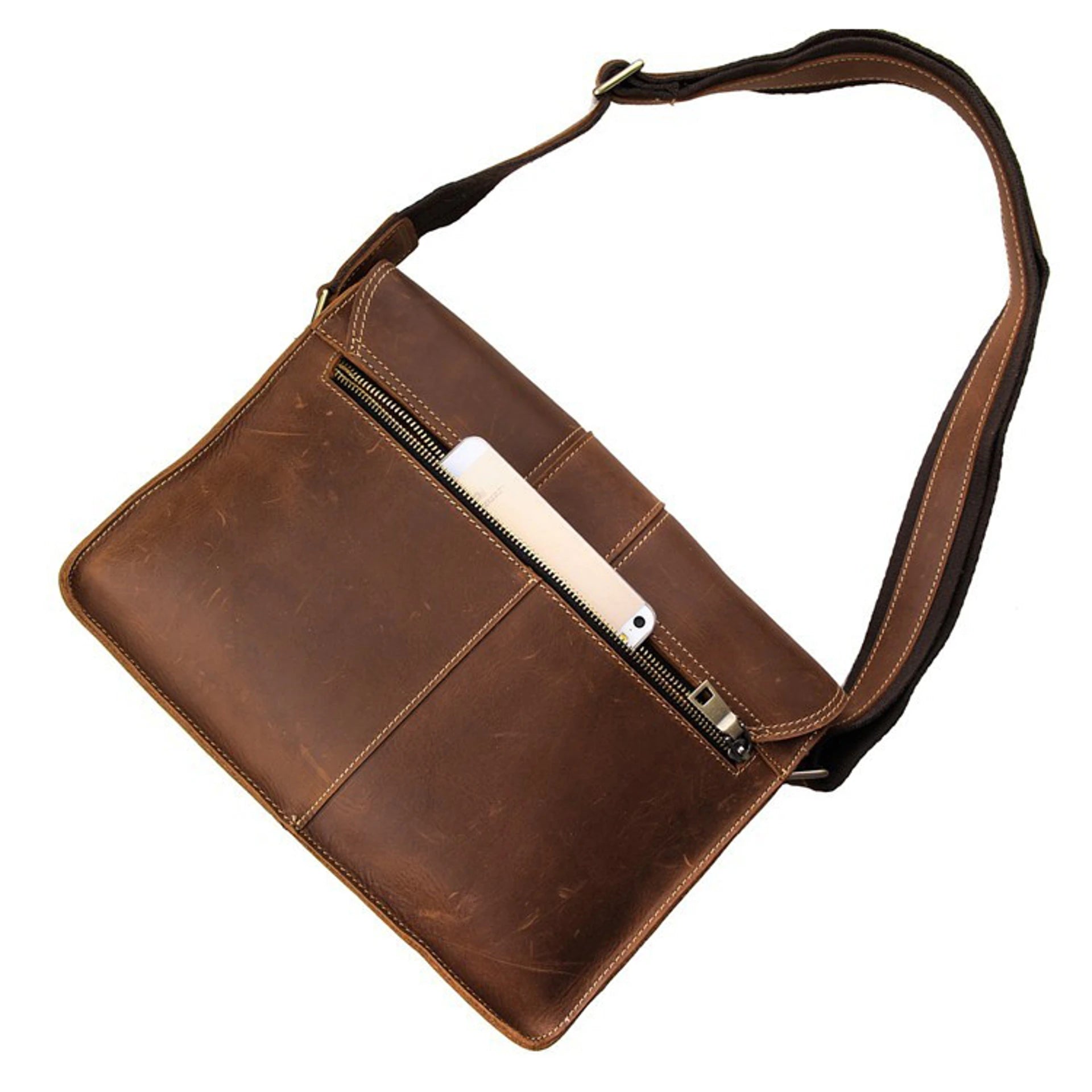 Vintage Flap Full Grain Leather Messenger Bag