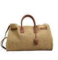 Luxury Straw Leather Accent Vacation Beach Handbag