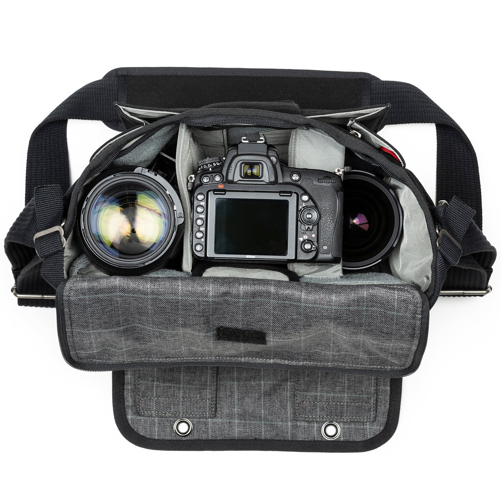 Adjustable Divider Travel Camera Shoulder Bag With Luggage Sleeve