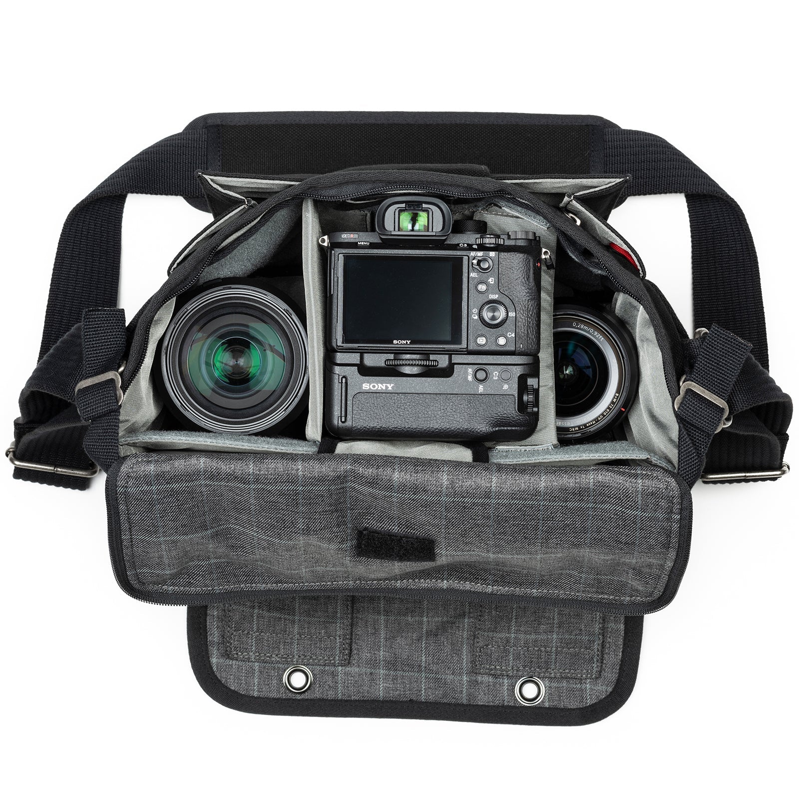 Adjustable Divider Travel Camera Shoulder Bag With Luggage Sleeve
