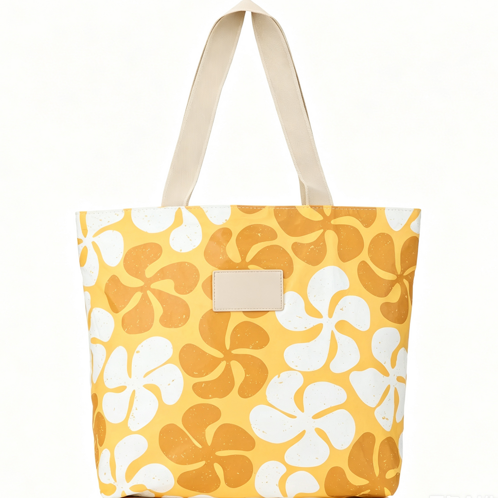 Floral Print Splash Proof Large Beach Tote Bag
