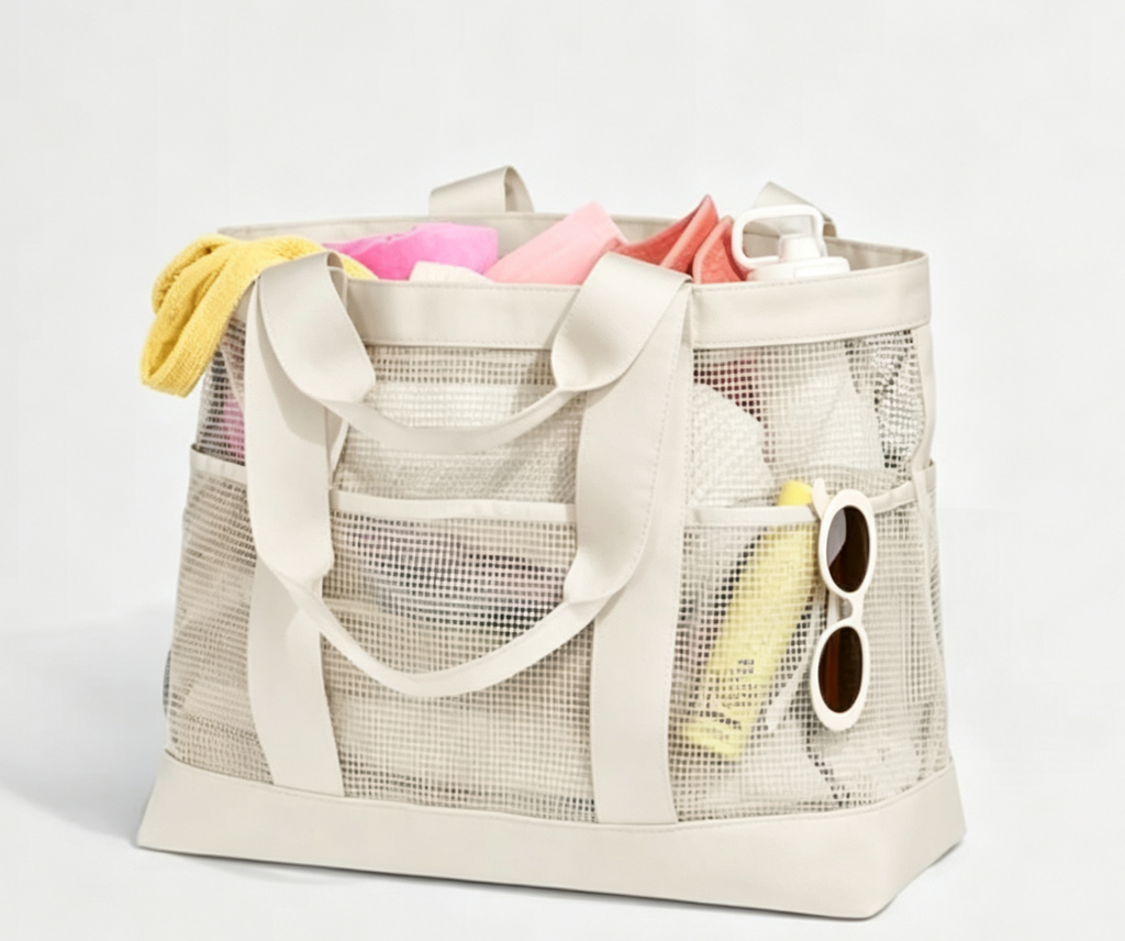 40L Quick Dry Mesh Water Resistant Large Beach Tote Bag
