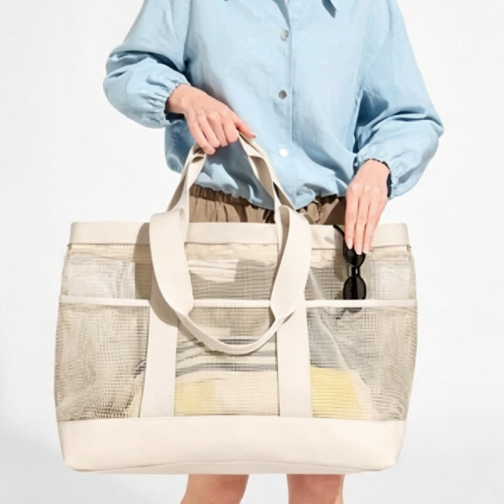 40L Quick Dry Mesh Water Resistant Large Beach Tote Bag
