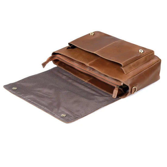 Patchwork Flap 17 Inch Laptop Messenger Briefcase